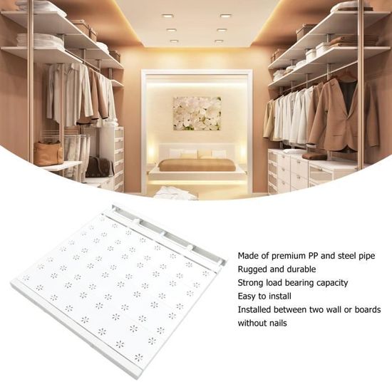 HERCHR Étagère De Tension De Placard Extensible,Panneau De Séparation De Garde-Robe, Étagère De Tension Extensible, Gain De Place, Panneau De Séparation En Couches Pour Armoire(38-60cm