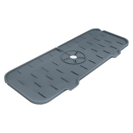 Tapis De Drainage Silicone Pour Évier à Bord Étroit - Anti-éclaboussures Robinet Cuisine, Noir 80x5.5cm