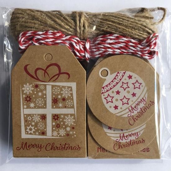 1 ensemble d'étiquettes de Noël de fournitures de fête suspendues pour cadeau de décoration   ETIQUETTE CADEAU
