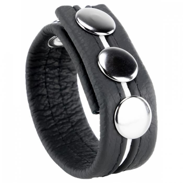 Cockring En Cuir The Red - 3 Pressions - Noir Et Blanc - Fabriqué En France - Garantie 1 An