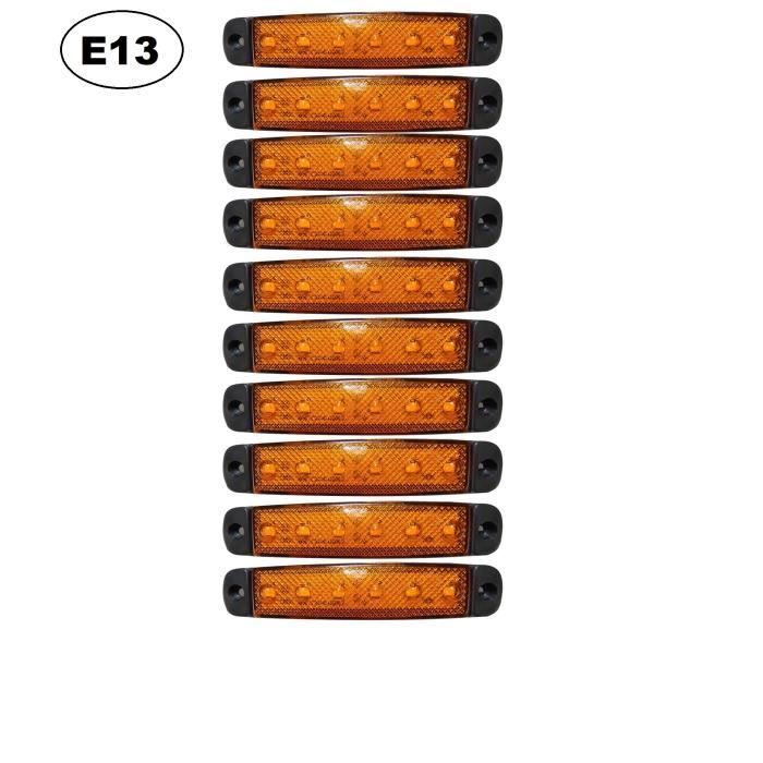 10 x 24V ORANGE SMD 6 LED FEUX DE GABARIT CAMION CARAVANE CHASSIS REMORQUE