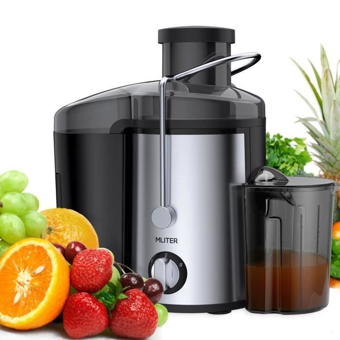Extracteur de Jus Mliter avec bouche pour fruits et légumes 400 Watt avec pichet à jus de 450 ml - Noir