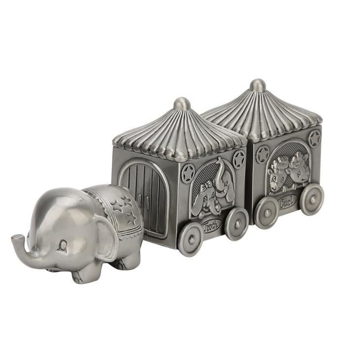 Boîte de collection de dents métal éléphant voiture forme étui de rangement exquis artisanat cadeau ornement-RAC