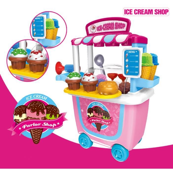 Jouet Enfants Ensemble de Jeu, 31pcs crème glacée Jouets de rôle Playset Mallette de Transport 2 3 4 Ans Filles Tout-Petits Toys