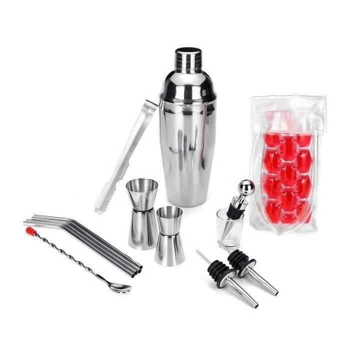 14pcs Set de Shaker à Cocktail arc-en-ciel magique Mélangeur Verres à cocktail Outil de barman 750ML Meg20685