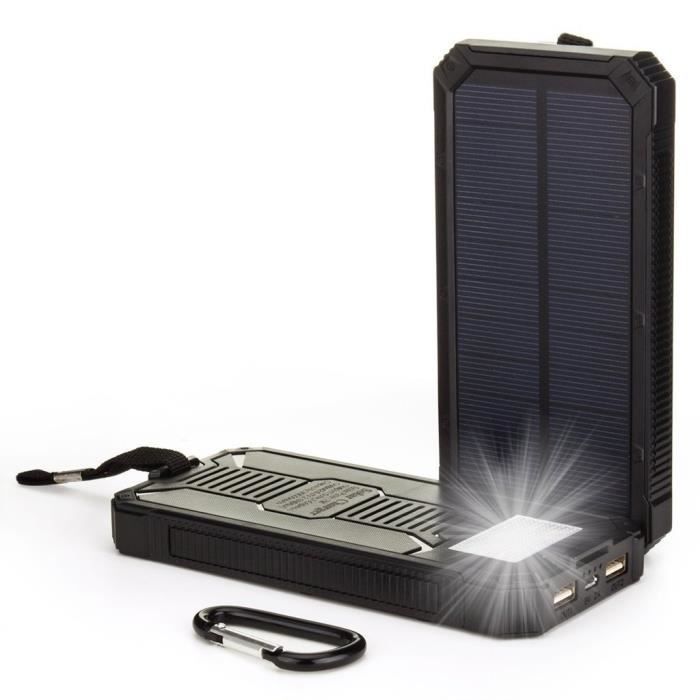 15000mAh Chargeur de Batterie Solaire Power Bank chargeur de Secours Portable Batterie Externe Etanche avec 8 LED Double USB