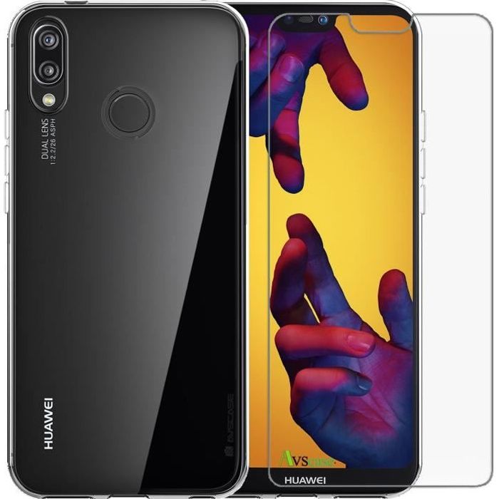 Pack Huawei P20 Lite - Coque Silicone + Verre Trempé - AVSCASE - Transparent