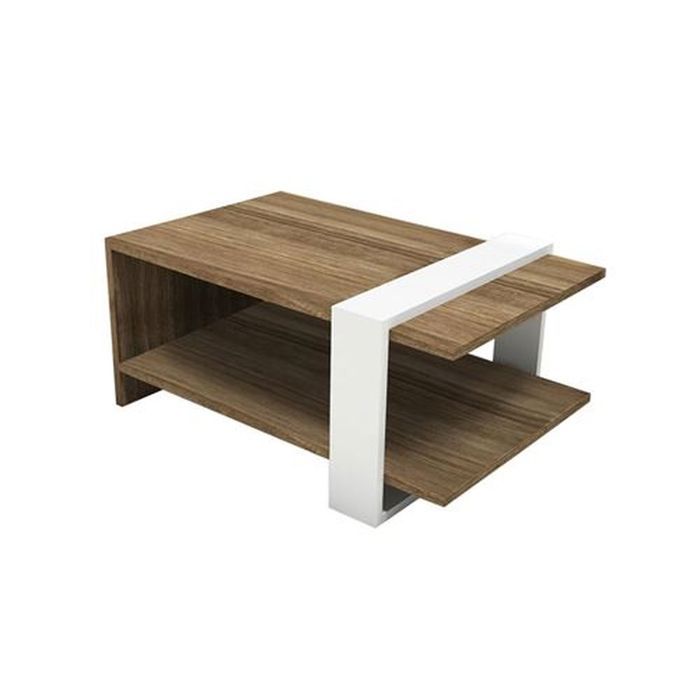Table basse design scandinave Gaye - L. 80 x H. 35 cm - Marron noix