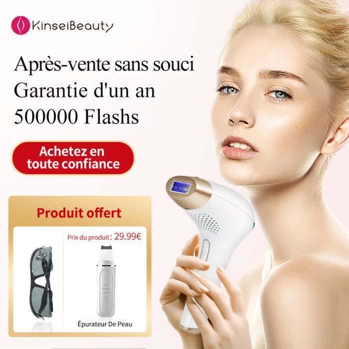 épilation lumière pulsée definitive KB1819 corps maillot aisselle visage 500 000 flashes blanc OR