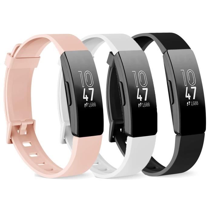 3PCS Bracelet Compatible pour Fitbit Inspire 2,Sport en Silicone Souple Bracelet de Remplacement Sport Band Réglable Accessoire