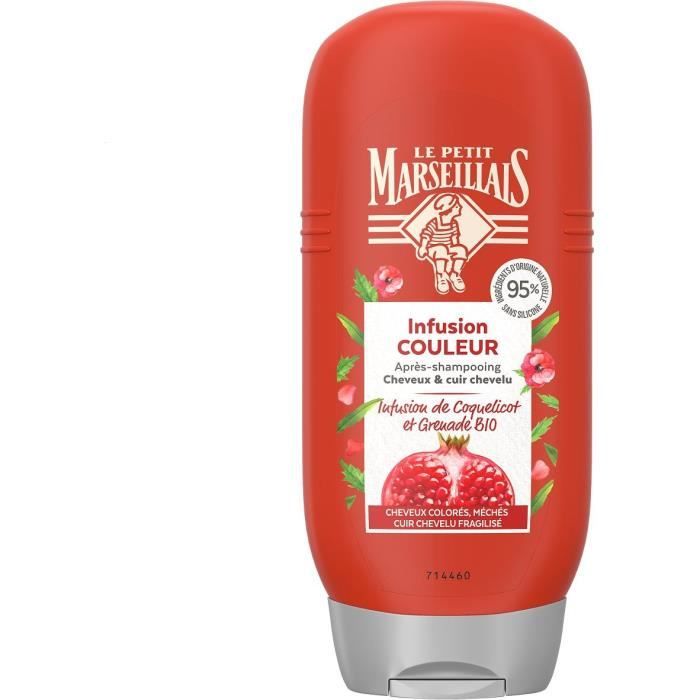 LE PETIT MARSEILLAIS Après-Shampooing Infusion Couleur Coquelicot et Grenade Bio - Flacon de 200 ml