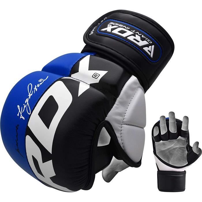 Gants de grappling RDX MMA pour l'entraînement aux arts martiaux, Paume ouverte coupée D. Mitaines de combat en cuir Maya