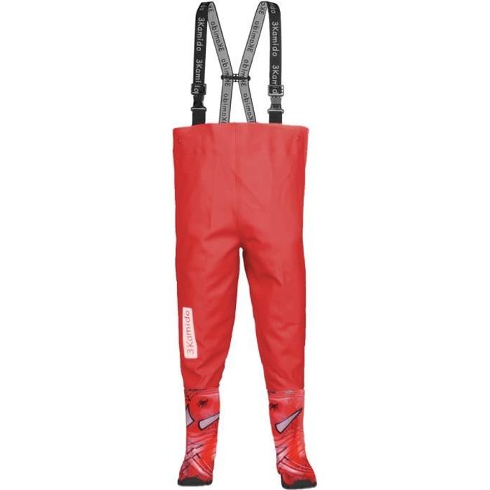 3Kamido Enfant Cuissardes de pêche 21-36 EU, Taille Ajustable, Waders, Bottes de pêche - SPIDER rouge