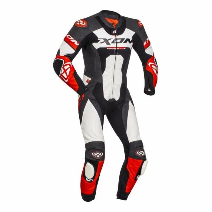 Combinaison moto cuir Ixon jackal - noir/blanc/rouge - XL