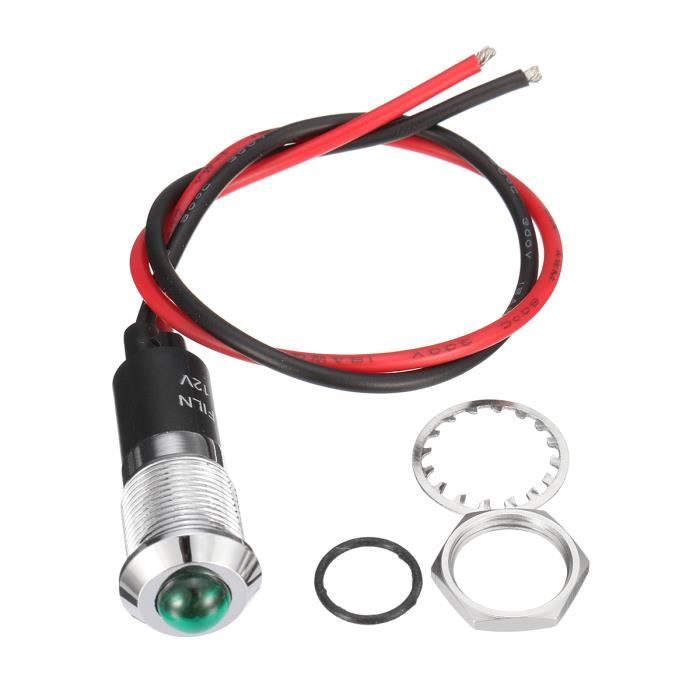NEUFU 12V 12mm Voyant Indicateur Lampe Warning LED Métal Panneau Bord Bateau Camion Vert
