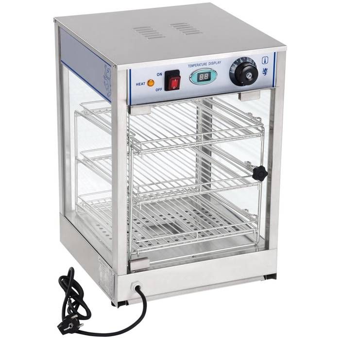 Vitrine Chaude De Comptoir / Presentoir Chauffant - Acier Inox & Verre Trempé Royal Catering RCHT-850