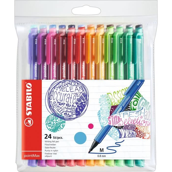 Pochette x 24 stylos-feutres STABILO pointMax