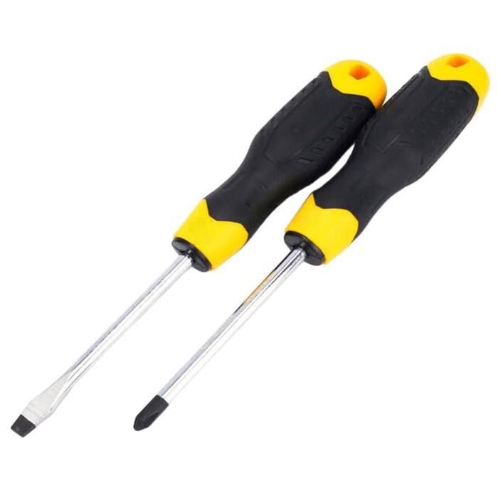Stanley 2 pièces de poignée en caoutchouc de la série B un jeu de tournevis Phillips, outil magnétique puissant de qualité industrie