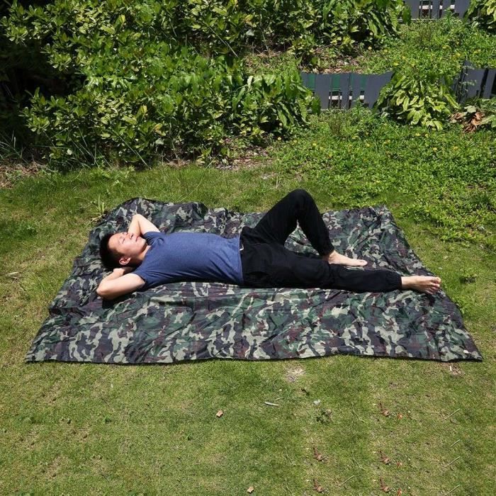 TMISHION abri de tente extérieur Abri de bâche de tente de pluie de tapis imperméable léger portatif extérieur de camouflage (2