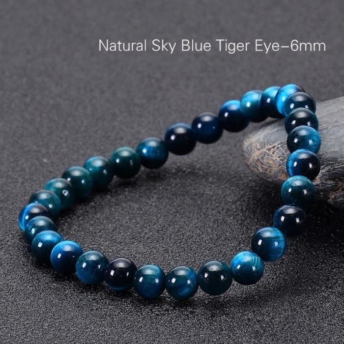 6mm-17cm -Bracelet minimaliste en pierre naturelle pour hommes, perles yeux de tigre bleu lac, 6mm, 8mm, 10mm, décontracté bijoux fa
