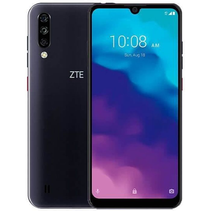 ZTE Blade A7 2020 3 Go / 64 Go Noir (Noir Nuit) Double SIM Equipé d'un écran 6,1 ″ HD + avec encoche goutte d'eau et cadres réduits.
