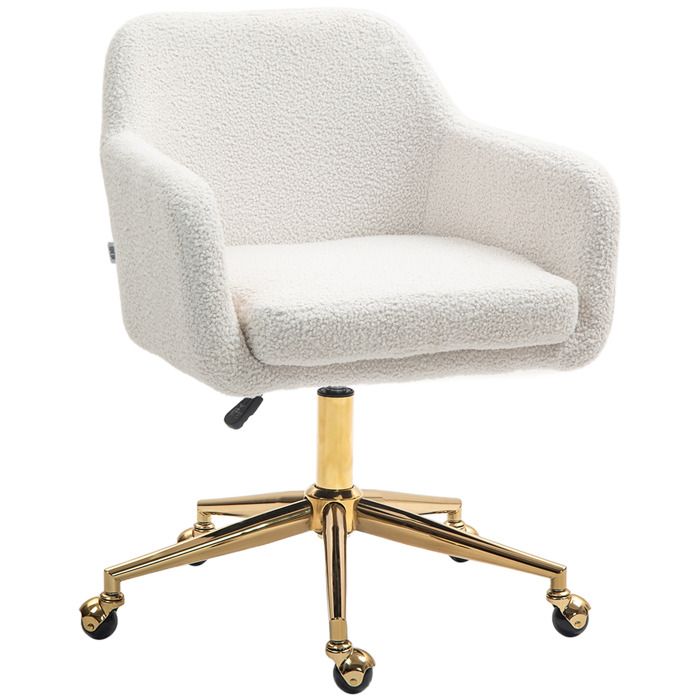 Chaise de bureau - fauteuil de bureau - HOMCOM - avec roulettes - hauteur réglable assise pivotante à 360° - charge 120 kg - crème