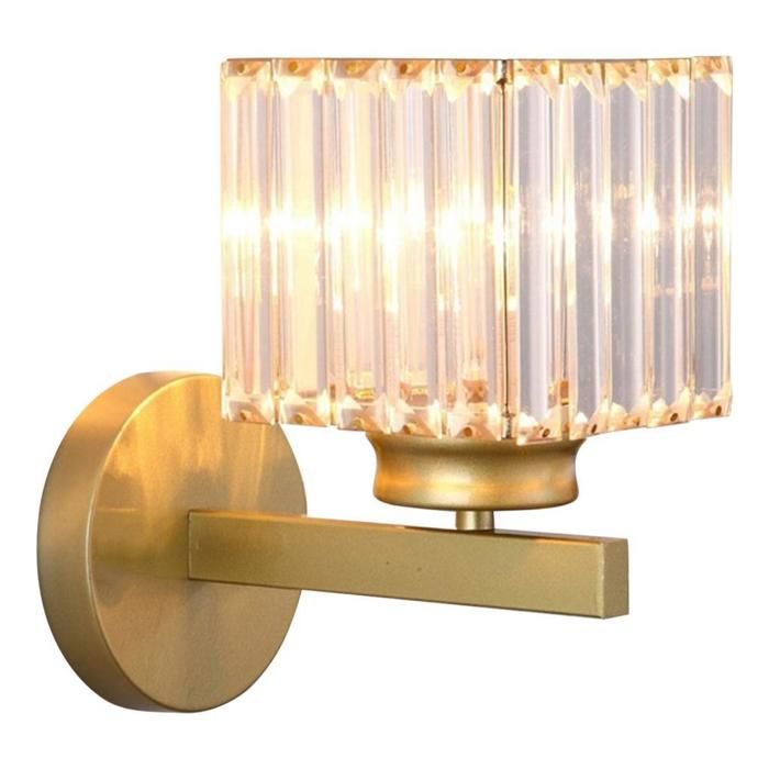 WOTTES Applique Murale Moderne En Cristal 15CM Applique Murale Carré En Cristal D’or E27 1pcs Pour Chambre Chevet Couloir