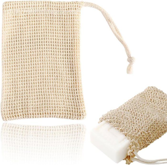 6 pièces Sachet de Savon Bio Sisal Coton Filet de Savon Pochette Savon Solide Sac à Savon Sac Savon Filet Savon