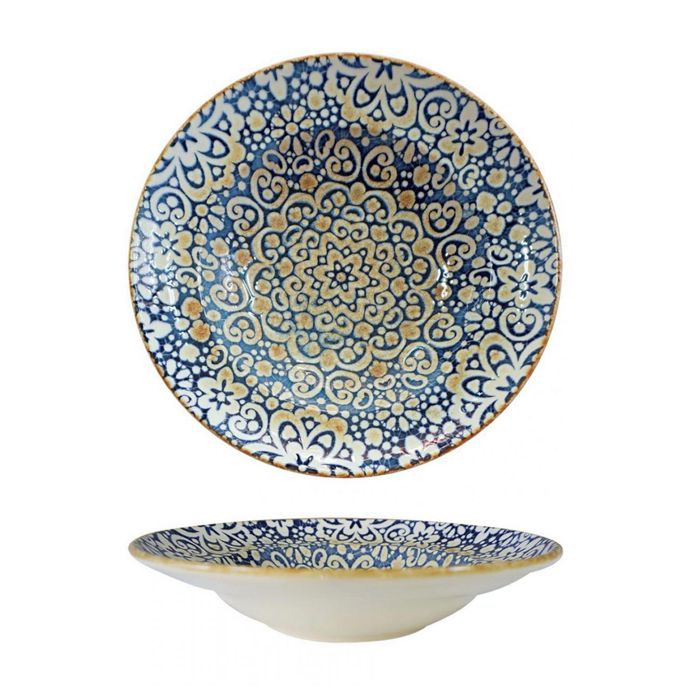 Service De Vaisselle 18 Pièces Assiettes Fruits Rondes Bleues - Porcelaine Fine, Motif Floral, Lavable Lave-vaisselle, Pour 6 Personnes