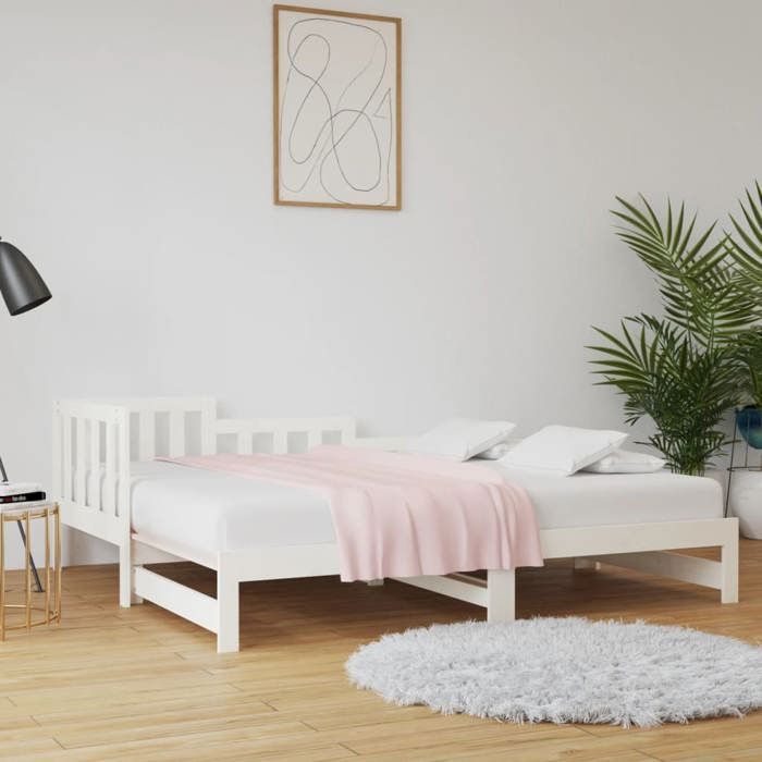 SALE 2025Lit coulissant/Lit Gigogne - Lit 2 personnes - blanc 2x(90x190) cm28.66 Kg 6602