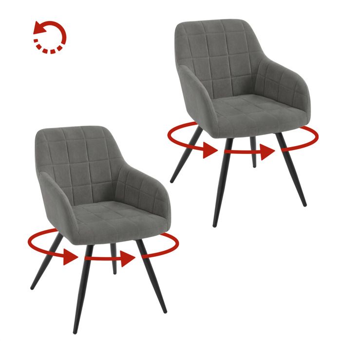 WOLTU Chaise Pivotante Salle à Manger Lot de 2 Fauteuil Velours Pieds en Métal pour Salon Chambre Gris Foncé W0ATT1013-2 WOLTU Chaise Pivotante Salle à Manger Lot de 2 Fauteuil Velours Pieds en Métal pour Salon Chambre Gris Foncé W0ATT1013-2