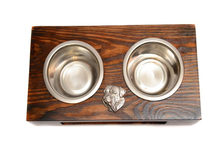 Chien de Bordeaux Dogue de Bordeaux support en bois avec gamelles pour chien un cadeau pour adopter un chien par Art-Dog