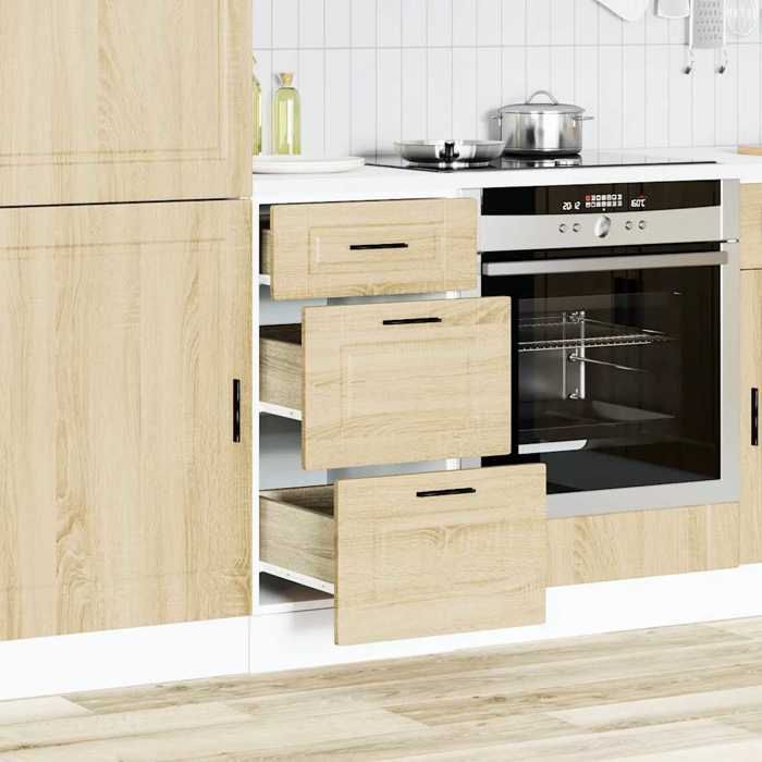 STAR - Armoire de cuisine multi-rangements Porto - Meuble bas cuisine - chêne sonoma - bois dingénierie LL762