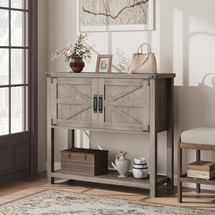 Meuble d’Entrée - PROMIRACAL - Table Haute - Rangement Fermé/Ouvert - 4 Pieds Antidérapants - 90x36x86 cm