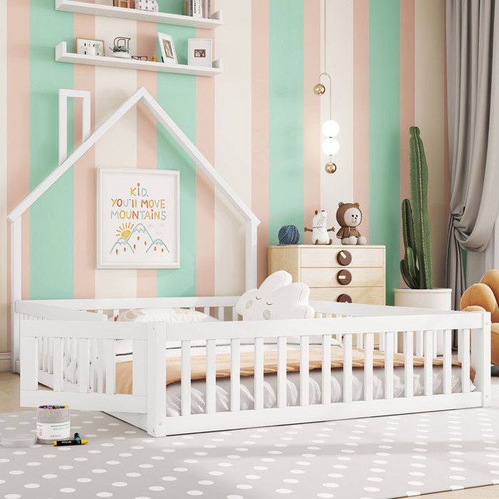 Lit cabane enfant 140 x 190 cm - Lit avec sommier à lattes - Bois massif - Blanc (sans matelas) Lit cabane enfant 140 x 190 cm - Lit avec sommier à lattes - Bois massif - Blanc (sans matelas)