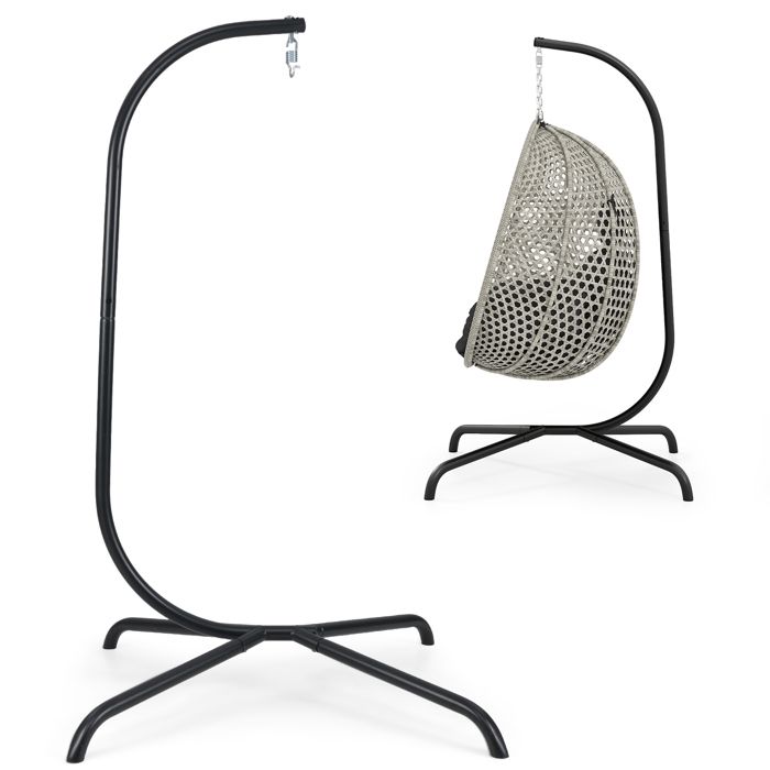 Hamac Support en C Suspendu en Métal COSTWAY Crochet à Ressort Rotation à 360° Support de Chaise Suspendu pour Intérieur Extérieur