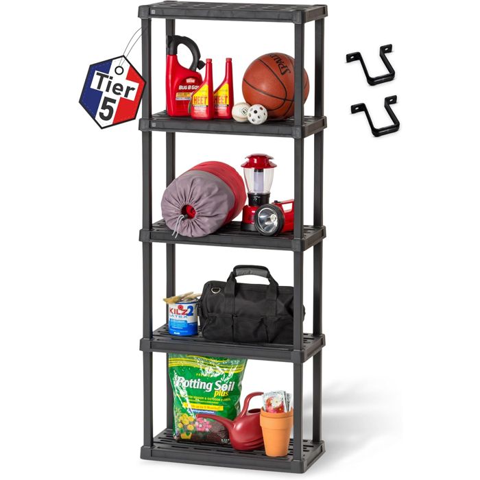 Iris Ohyama Etagere Plastique Rangement Résistante Noir Charge de 25 kg par Niveau Facile à Assembler Etagere Garage PRS-M5 Iris Ohyama Etagere Plastique Rangement Résistante Noir Charge de 25 kg par Niveau Facile à Assembler Etagere Garage PRS-M5