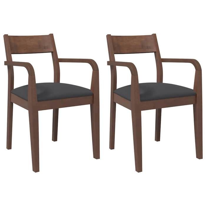 Autumn sale Chaises à manger ou salon coussins 2 pcs marron bois massif caoutchouc - 51x57x80.5 cm 9328