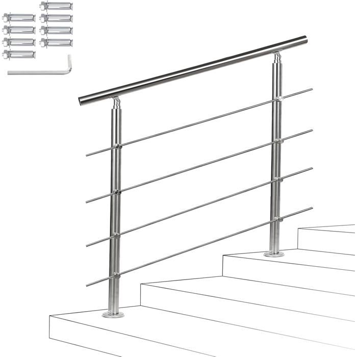 XOTAK Main Courante pour Escalier - Kit Complet 30 cm-600 cm,Métal Fer