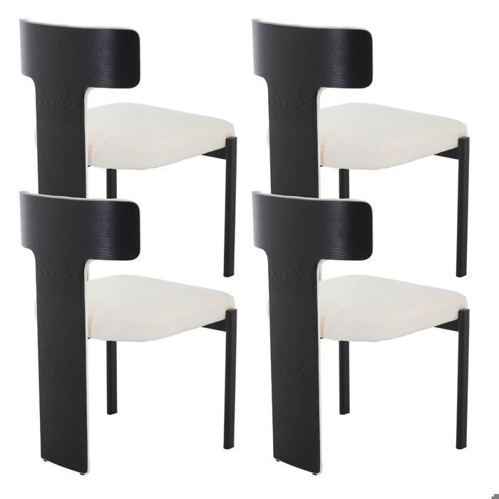 Ya-Home Chaise de Salle à Manger Lot de 4 Chaise Salle à Manger Chaise de Cuisine Moderne pour Restaurant Salon Chenille Blanc