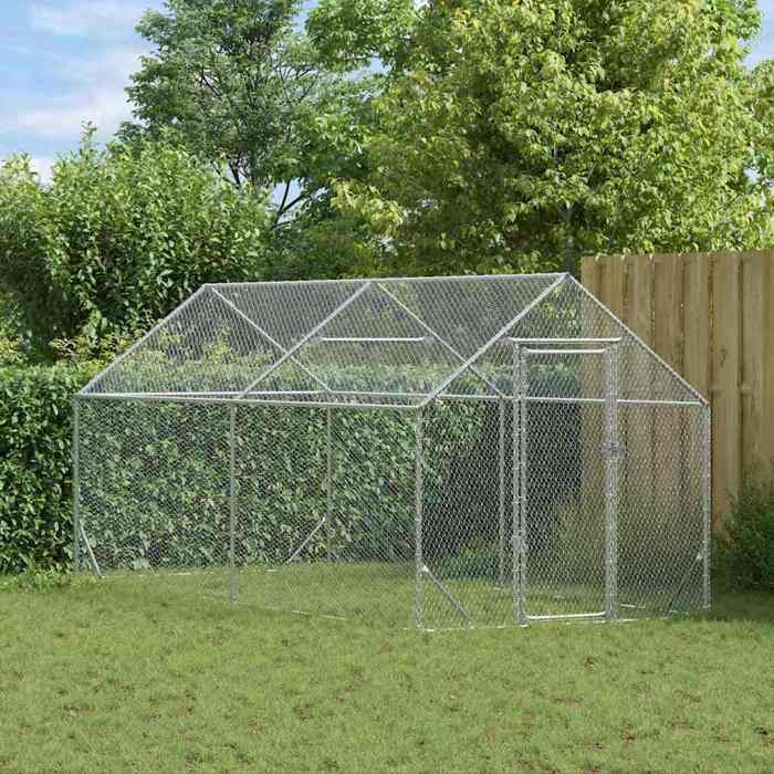 Comparer les prix de Moderne Enclos Poulailler - Cage à poules Argent 400x170x177cm Acier galvanisé@FR(457734）