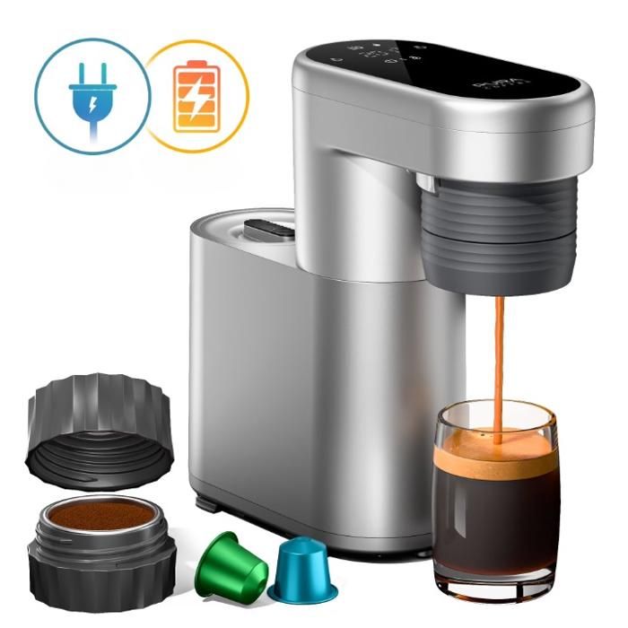 Mini Cafetière - Capsules & Café Moulu 20 Bars–Pura Coffee C1 Pro–Chauffe Rapide 3s–Compacte & Portable–Maison & Camping - Pura