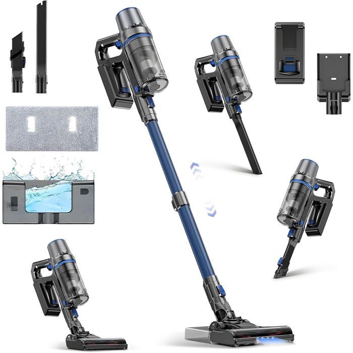 Aspirateur balai sans fil avec fonction lavage - SUTEO - 35 000 Pa - 5 niveaux - Écran LED - Filtre HEPA - Suteo