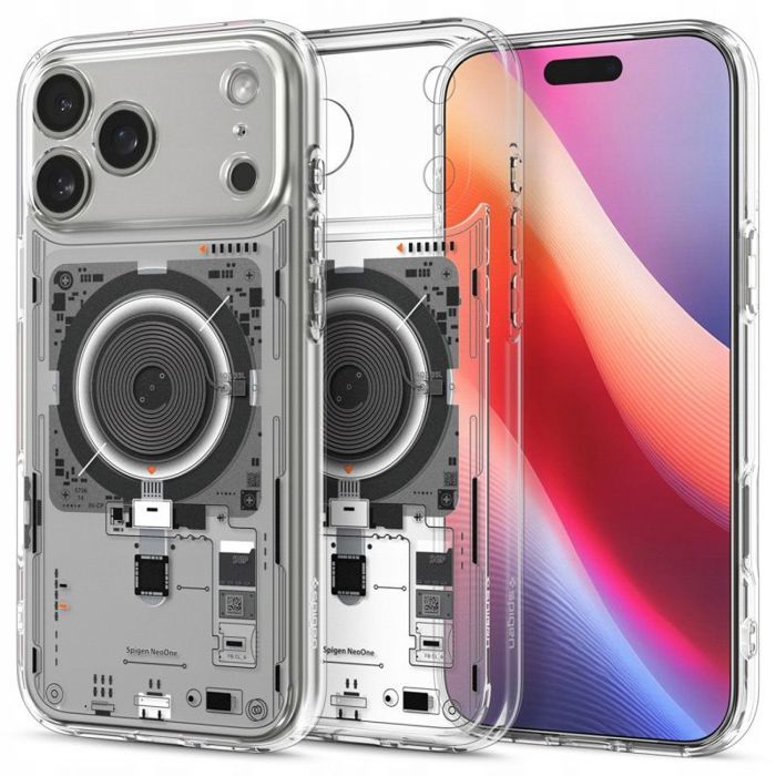 Spigen Ultra Hybrid Mag - Coque MagSafe transparente Neo One pour iPhone 17 Pro (gris)