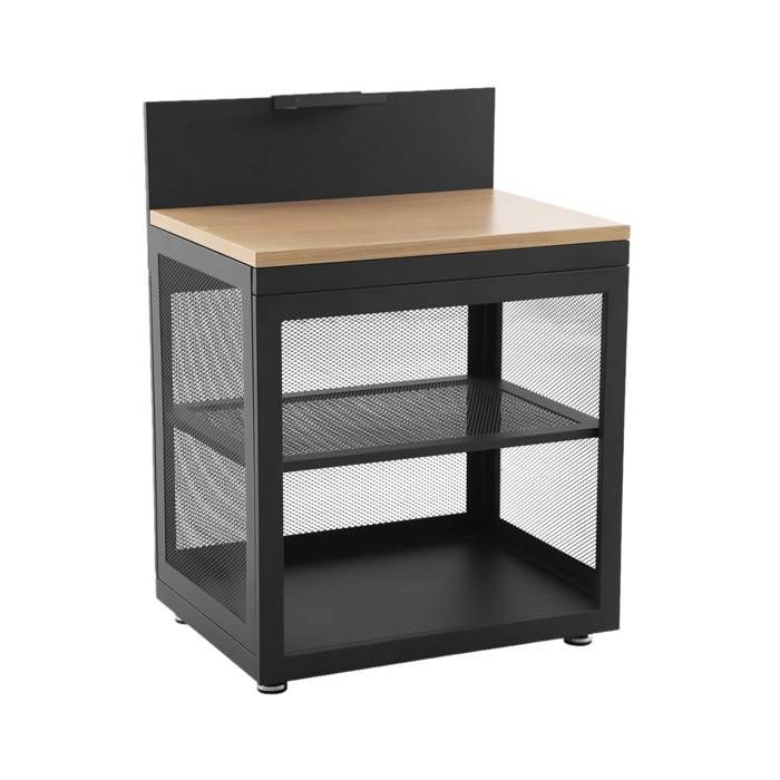sweeek - Module de cuisine extérieure acier et décor bois 1 étagère L80cm MILOS