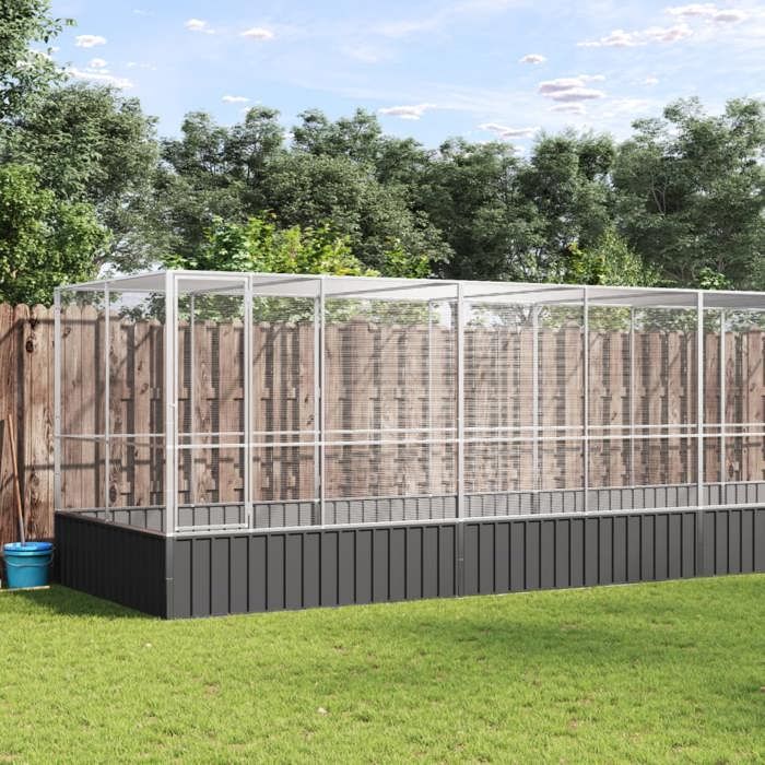 Volière avec extension - vidaXL - 832x207x212 cm - Argenté et anthracite - Acier galvanisé - Grille 12 7x12 7 mm Volière avec extension - vidaXL - 832x207x212 cm - Argenté et anthracite - Acier galvanisé - Grille 12 7x12 7 mm