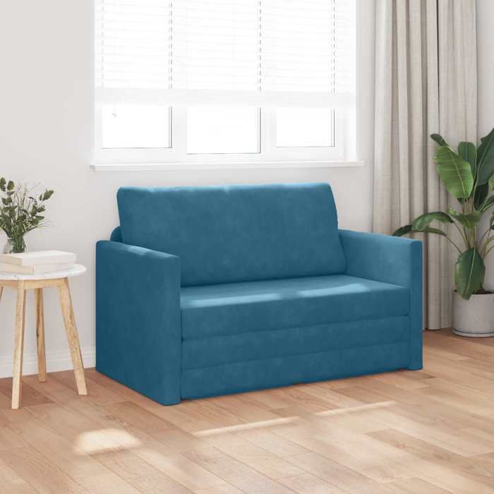 velours CANAPE CONVERTIBLE - SHIELDPRO® - Canapé-lit - 110cm Bleu 172384