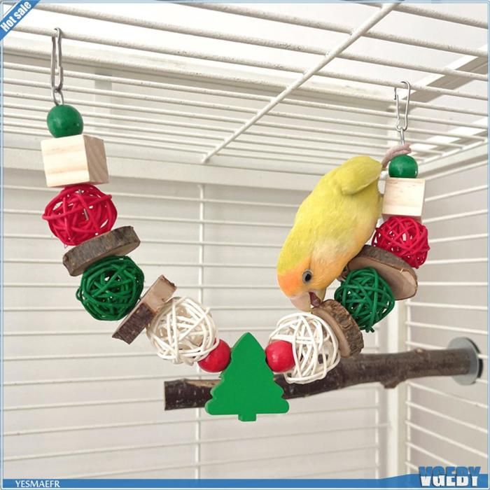 Ashata Jouet à mâcher pour perroquet Jouet à Mâcher pour Oiseaux de Noël pour Perroquets Boule de Rotin animalerie jouet