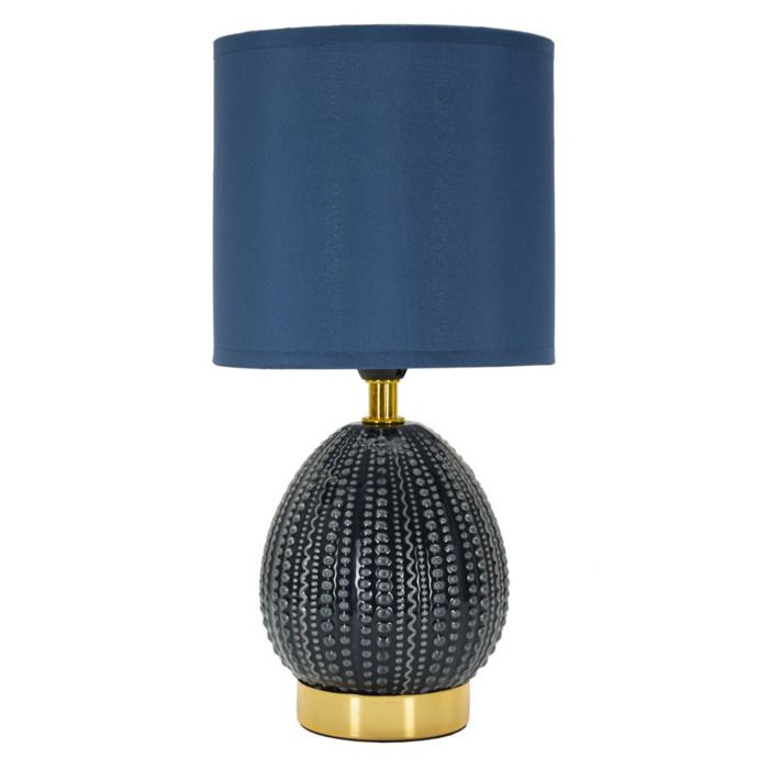 Lampe de chevet Flavi Bleue en céramique avec abat-jour en tissu — Ø 15 cm - Réf. VK8681847408017