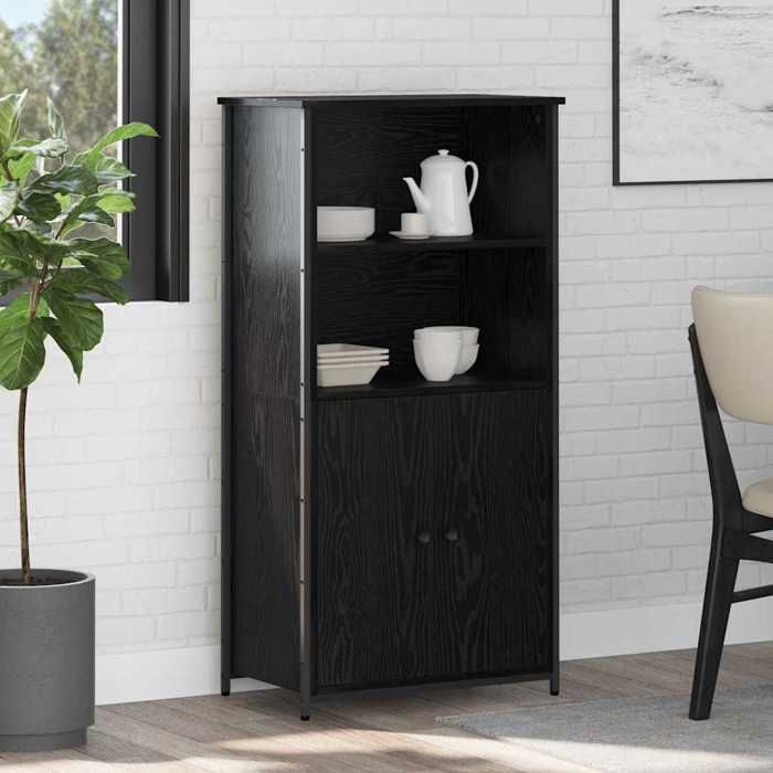 Buffet - Bahut/Commode couloir Noir Magnifique Haut Armoire Chêne noir 62x36x121 5cm - bois dingénierie CL4937998